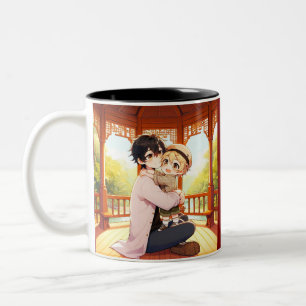 Caneca De Café Em Dois Tons Embraço do pai - Pai e Filho Mug que dão coração