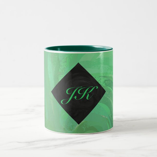 Caneca De Café Em Dois Tons Emerald Cream e Monograma Negro (Centro)