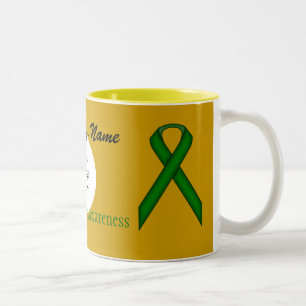 Caneca De Café Em Dois Tons Emerald Green Stand Ribbon Tmpl por Kenneth Yoncic