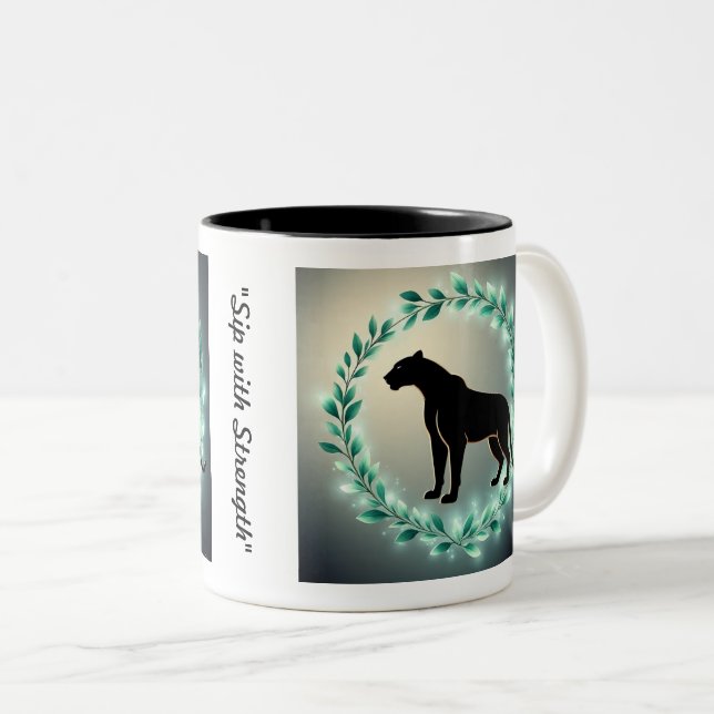 Caneca De Café Em Dois Tons "Emerald Jungle Shadow" (Frente Esquerda)