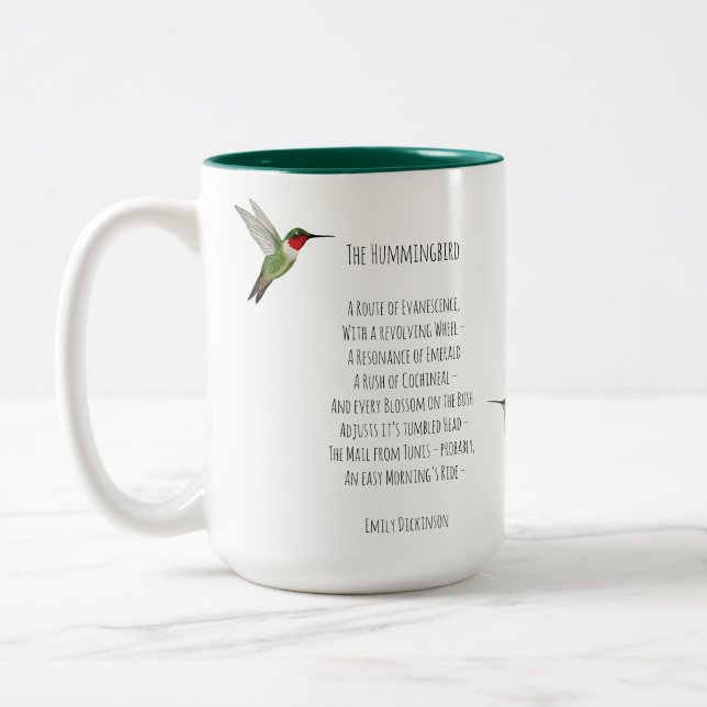 Caneca De Café Em Dois Tons Emily Dickinson Hummingbird (Esquerda)
