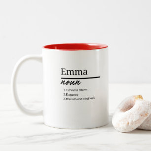 Caneca De Café Em Dois Tons Emma, Definição de Nome Personalizado