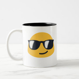 Caneca De Café Em Dois Tons Emoji de Óculos de Sol