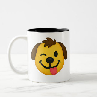 Caneca De Café Em Dois Tons Emoji Perro Divertido – Estilo Kawaii para Amantes