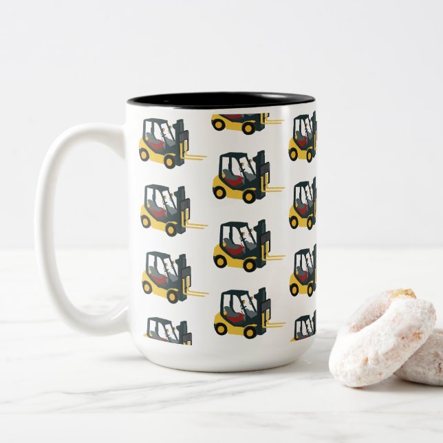 Caneca De Café Em Dois Tons Empilhadeira (Com Donut)