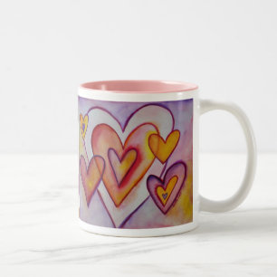 Caneca De Café Em Dois Tons Encaixando Corações de Amor Personalizados Mugs 