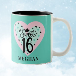 Caneca De Café Em Dois Tons Encantador Doce 16 Presente Personalizado