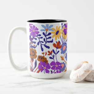 Caneca De Café Em Dois Tons Encantador e Fresco Moderno Floral