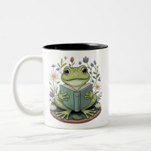 Caneca De Café Em Dois Tons Encantadora Natureza Floral Cottagecore de Sapo
