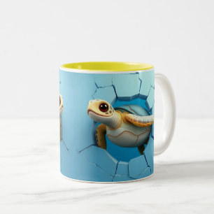 Caneca De Café Em Dois Tons Encapsulamento 3d de tartaruga, enrolamento de mol