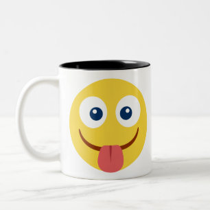 Caneca De Café Em Dois Tons Encerrada A Língua Emoji