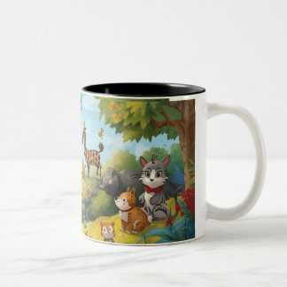 Caneca De Café Em Dois Tons enchanted forest with animals