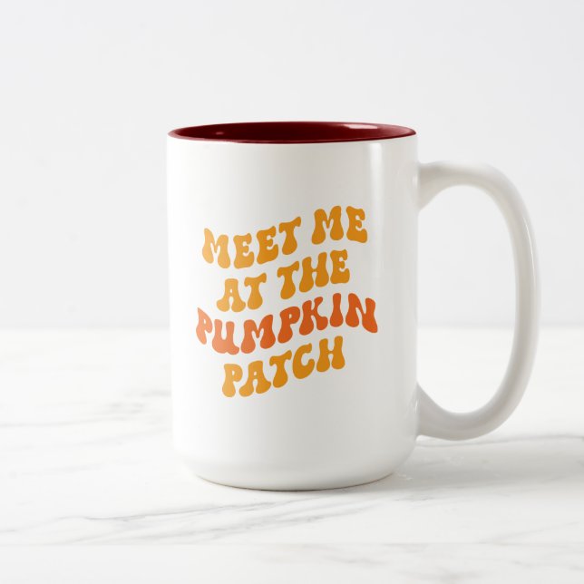 Caneca De Café Em Dois Tons Encontre-Me No Pumpkin Patch (Direita)
