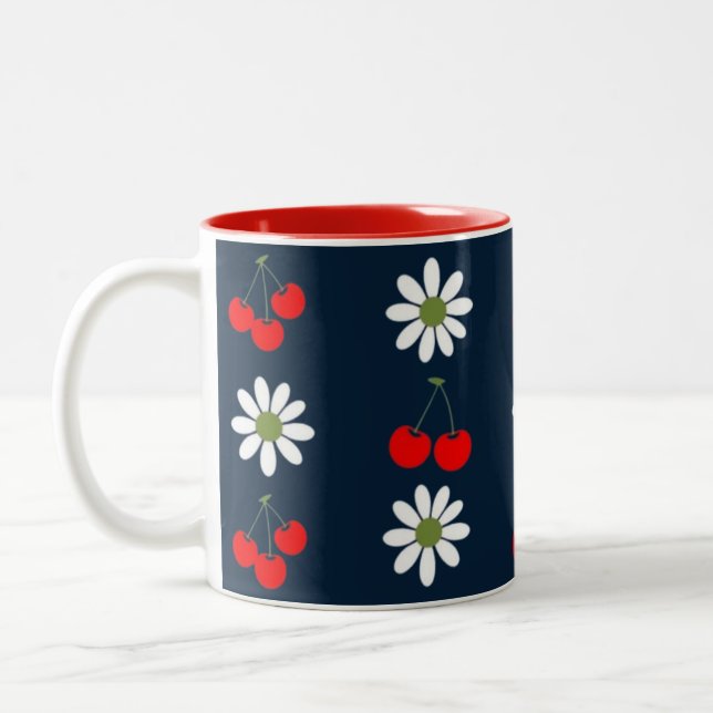 Caneca De Café Em Dois Tons Enfeite Cereja Daisy (Esquerda)