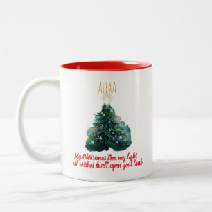 Caneca De Café Em Dois Tons Enfeite de Natal de árvore de Natal com foto perso