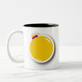 Caneca De Café Em Dois Tons Enfeites de natal Amarelo (redondo)