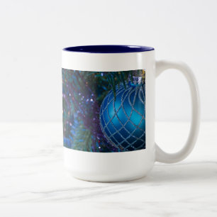 Caneca De Café Em Dois Tons Enfeites de natal azul