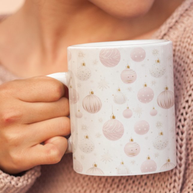 Caneca De Café Em Dois Tons Enfeites de natal Blush Elegantes (Criador carregado)