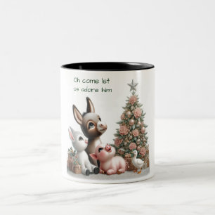 Caneca De Café Em Dois Tons Enfeites de natal de animais de exploração