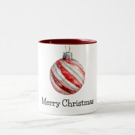 Caneca De Café Em Dois Tons Enfeites de natal de hortelã-pimenta vermelha