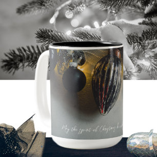 Caneca De Café Em Dois Tons Enfeites de natal Retro Cinza Preta