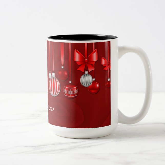 Caneca De Café Em Dois Tons Enfeites de natal vermelhos personalizados (Direita)