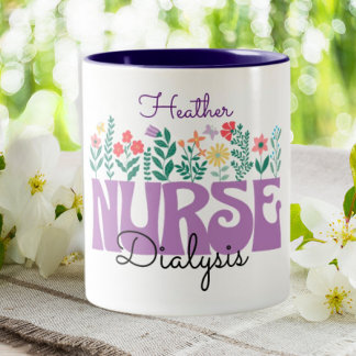 Caneca De Café Em Dois Tons Enfermeira de diálise Nefrologia renal Personaliza