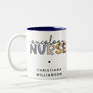 Caneca De Café Em Dois Tons Enfermeira de Oncologia Personalizada - Presentes 