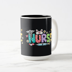 Caneca De Café Em Dois Tons Enfermeira de Páscoa Fofa Humor Médico