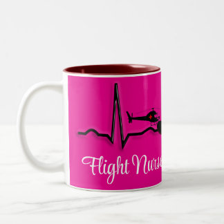 Caneca De Café Em Dois Tons Enfermeira de voo QRS e helicóptero cor-de-rosa co