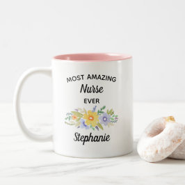 Caneca De Café Em Dois Tons Enfermeira Mais Incrível Já Pintou Aquarela Floral