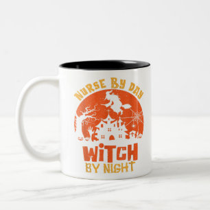 Caneca De Café Em Dois Tons Enfermeira por bruxa noturna Vintage Hallowee