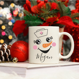 Caneca De Café Em Dois Tons Enfermeira Snowman Mug