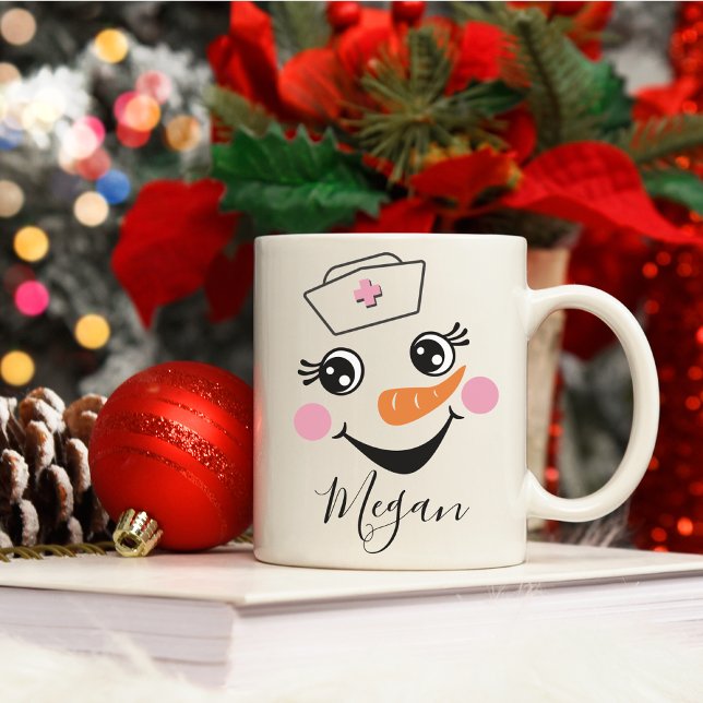 Caneca De Café Em Dois Tons Enfermeira Snowman Mug (Criador carregado)
