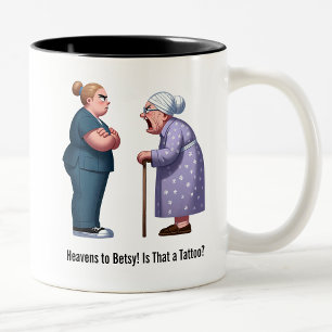 Caneca De Café Em Dois Tons Enfermeira virada para fora com vovó suja