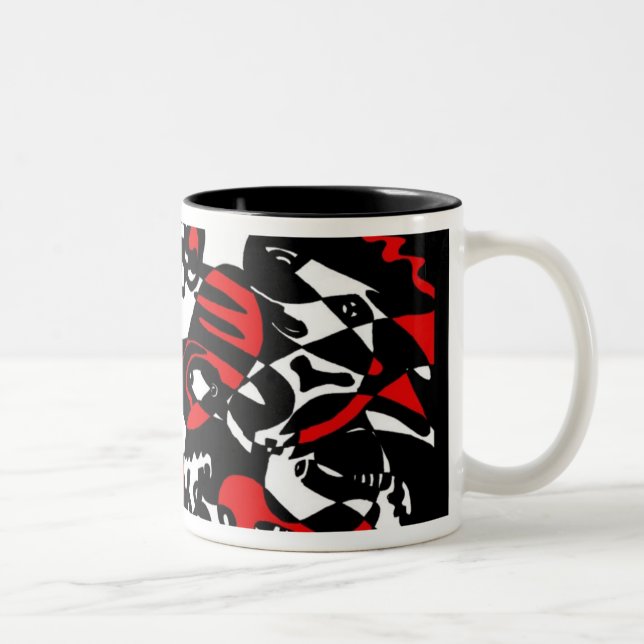 Caneca De Café Em Dois Tons "Enfrenta" a arte abstracta (Direita)