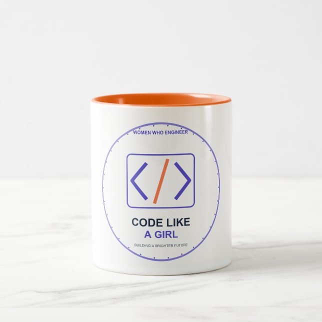 Caneca De Café Em Dois Tons Engenheira de Software Mulheres Code Like a Girl (Centro)