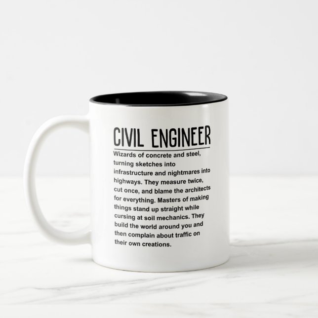 Caneca De Café Em Dois Tons Engenheiro Civil (Esquerda)