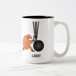 Caneca De Café Em Dois Tons Engenheiro de Avião Personalizado Evolução Mecânic