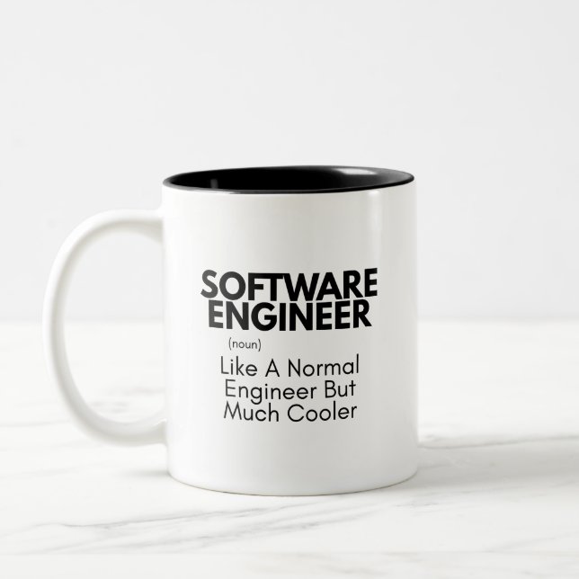 Caneca De Café Em Dois Tons Engenheiro de software, engenharia engraçada (Esquerda)