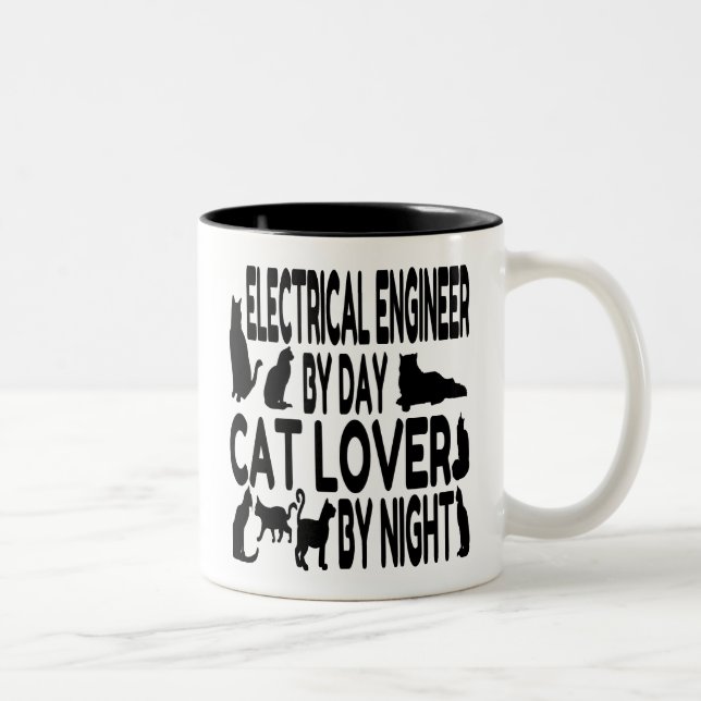 Caneca De Café Em Dois Tons Engenheiro Elétrico do Cat Lover (Direita)
