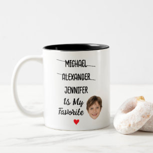 Caneca De Café Em Dois Tons Engraçada Cama de Crianças Favorita com 3 Nomes e