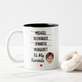 Caneca De Café Em Dois Tons Engraçada Cama de Crianças Favorita com 4 Nomes e