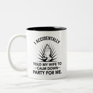 Caneca De Café Em Dois Tons Engraçada Citação Do Marido - Reze Por Mim Casamen
