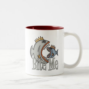 Caneca De Café Em Dois Tons Engraçada Pescar Mug Pescar Humor Pescar Me Morde