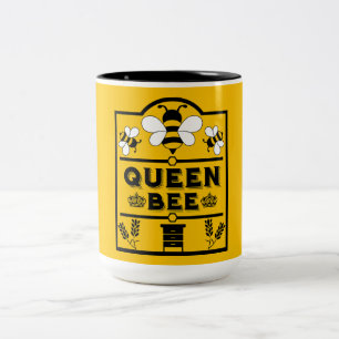 Caneca De Café Em Dois Tons Engraçada Rainha de Mel Apiary Bee