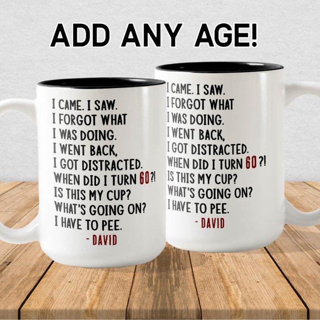 Caneca De Café Em Dois Tons Engraçado 60º aniversário, Piada Hilarious Old Age (Criador carregado)