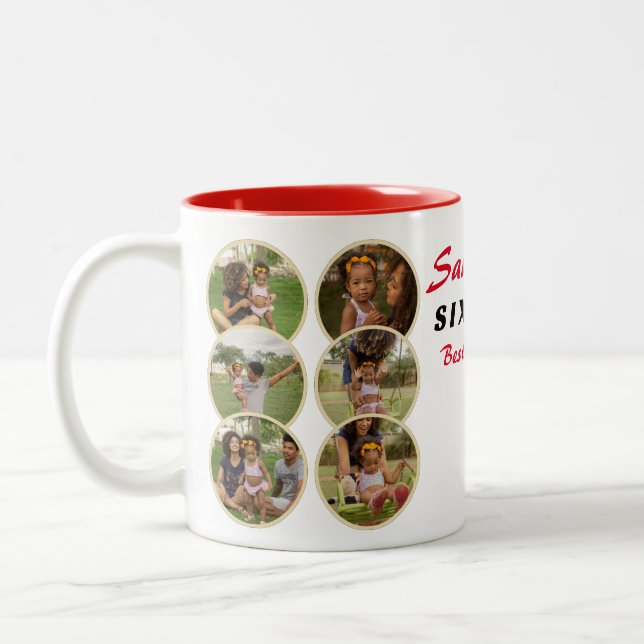 Caneca De Café Em Dois Tons Engraçado, 6 Mães, 6 Fotografias... (Esquerda)