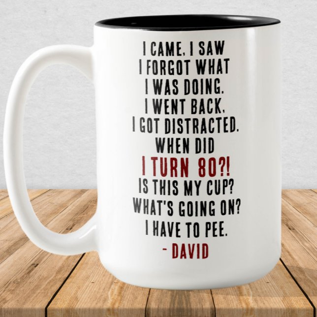 Caneca De Café Em Dois Tons Engraçado 80 Birthday Hilariary Old Age Piada Pers (Criador carregado)