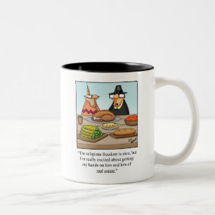 Caneca De Café Em Dois Tons Engraçado Ação de Graças Liberdade Religiosa e